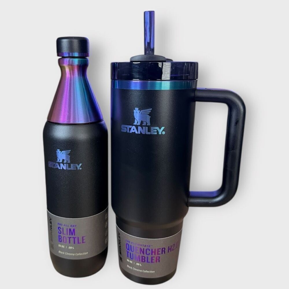 Stanley Black Chroma 20 oz All Day Slim Bottle /30 oz Quencher H2O Tumbler (c)